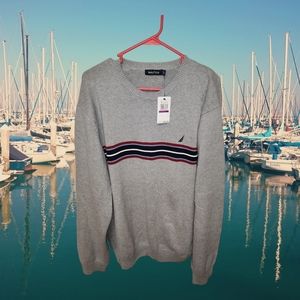 Nautical new with tags men's XXL sweater with classic logo, grey